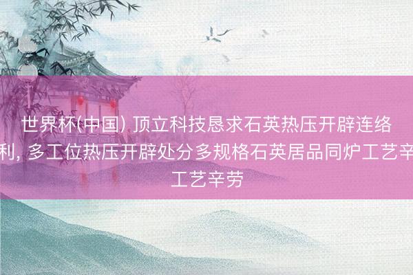 世界杯(中国) 顶立科技恳求石英热压开辟连络专利， 多工位热压开辟处分多规格石英居品同炉工艺辛劳
