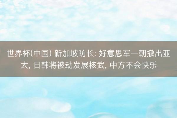 世界杯(中国) 新加坡防长: 好意思军一朝撤出亚太, 日韩将被动发展核武, 中方不会快乐