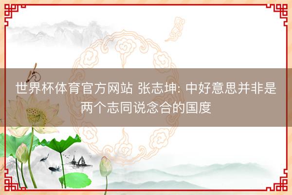 世界杯体育官方网站 张志坤: 中好意思并非是两个志同说念合的国度