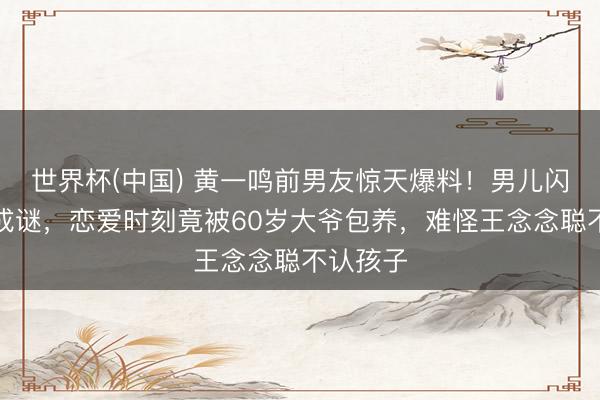 世界杯(中国) 黄一鸣前男友惊天爆料！男儿闪闪身世成谜，恋爱时刻竟被60岁大爷包养，难怪王念念聪不认孩子