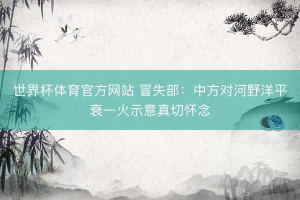 世界杯体育官方网站 冒失部：中方对河野洋平衰一火示意真切怀念